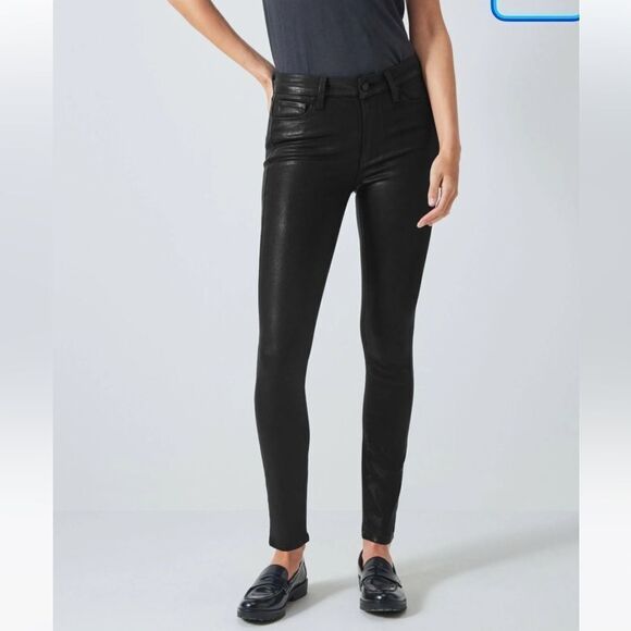 PAIGE Women's Hoxton Ankle Jeans Black Fog Luxe Coating size 27 - Picture 1 of 16
